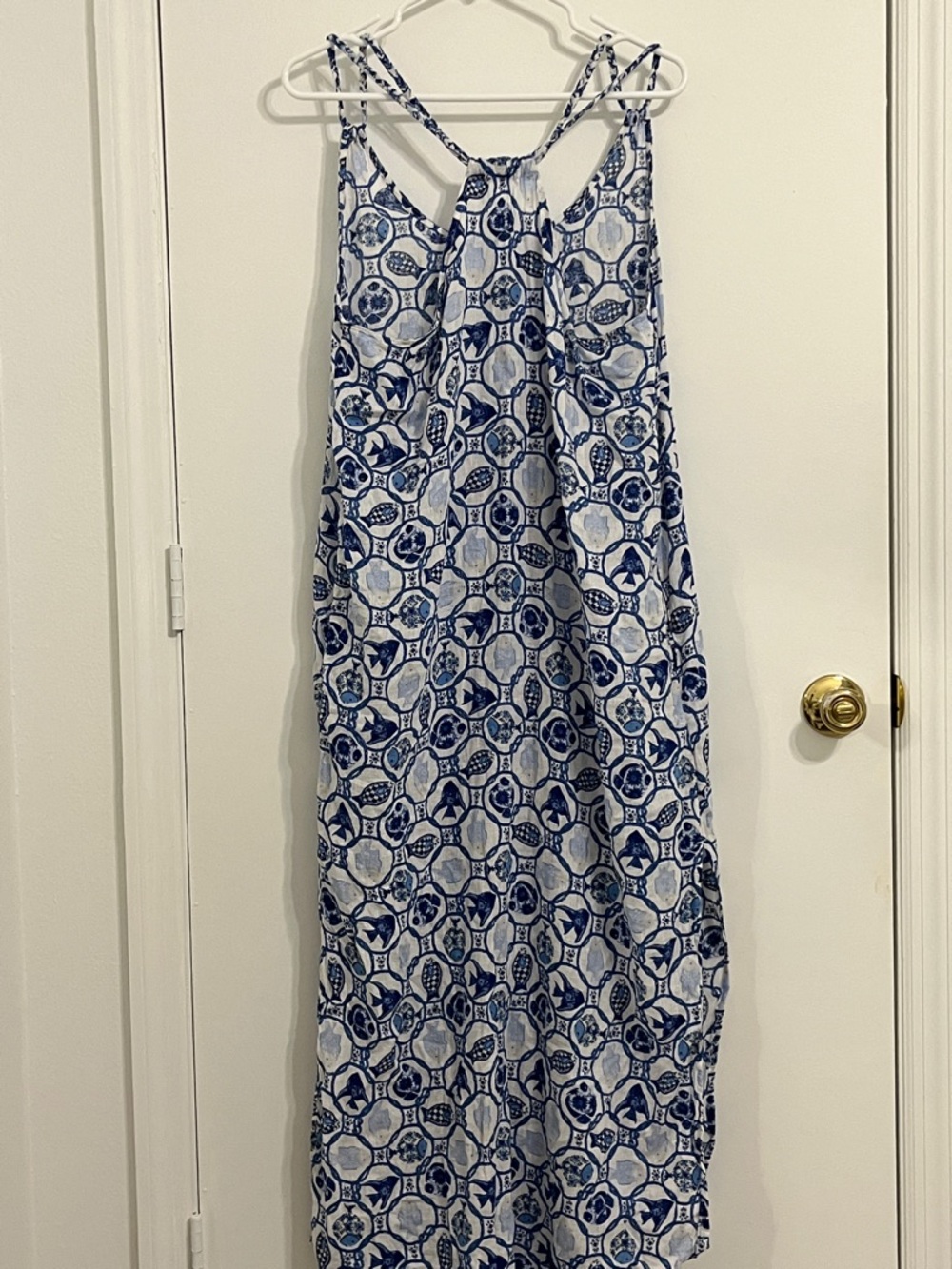 Blue and White Printed Maxi Dress- Breezy Summer Staple.